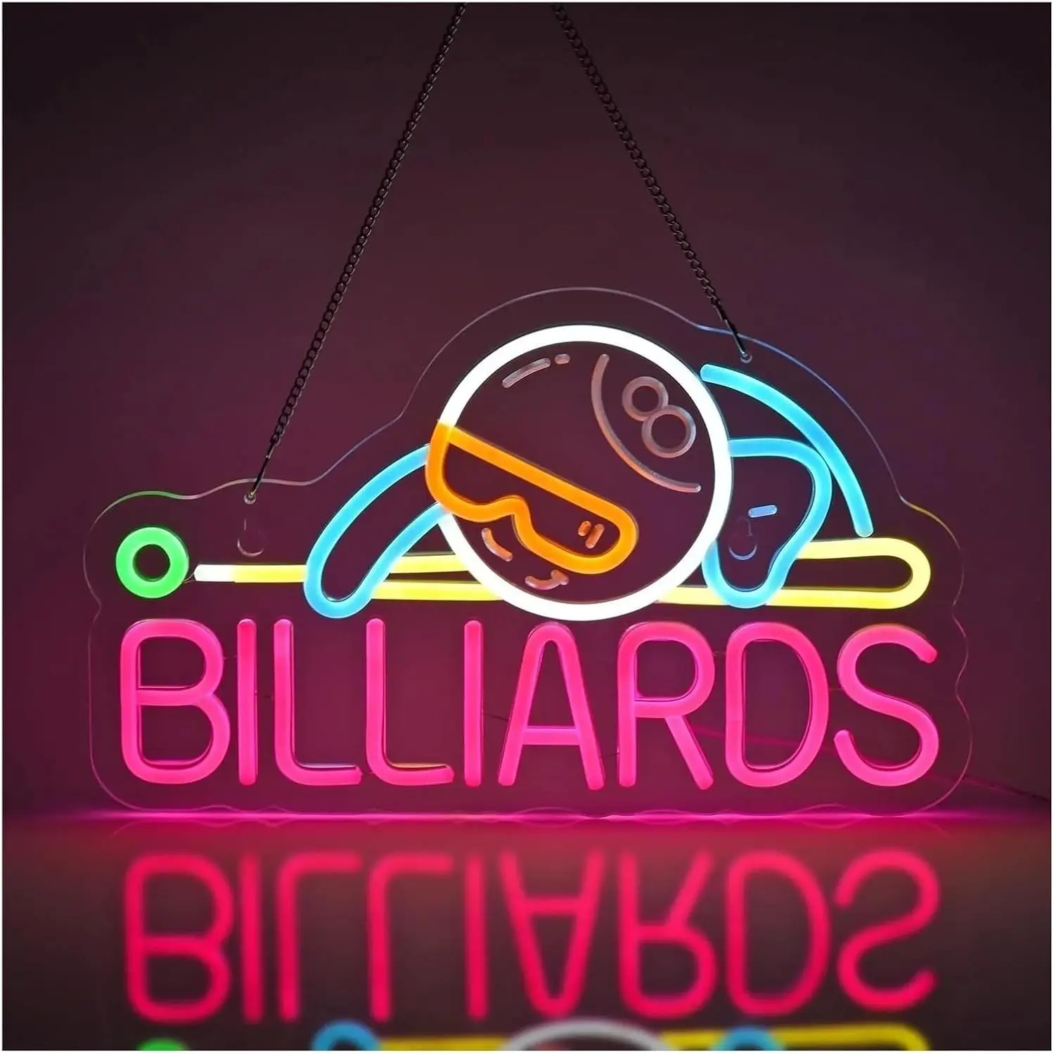 Billiards 8 Ball LED Neon Sign - Outdoor Sports Hall 评论和价格